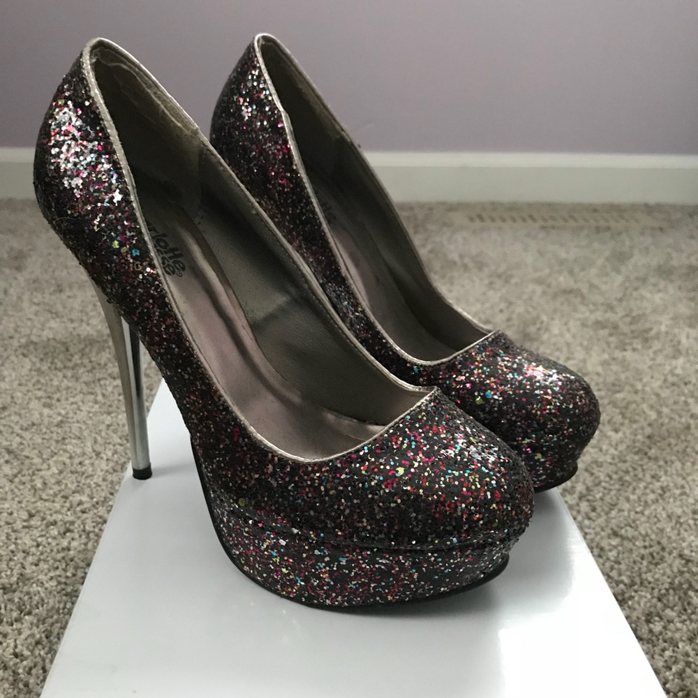 Colorful glittery heels